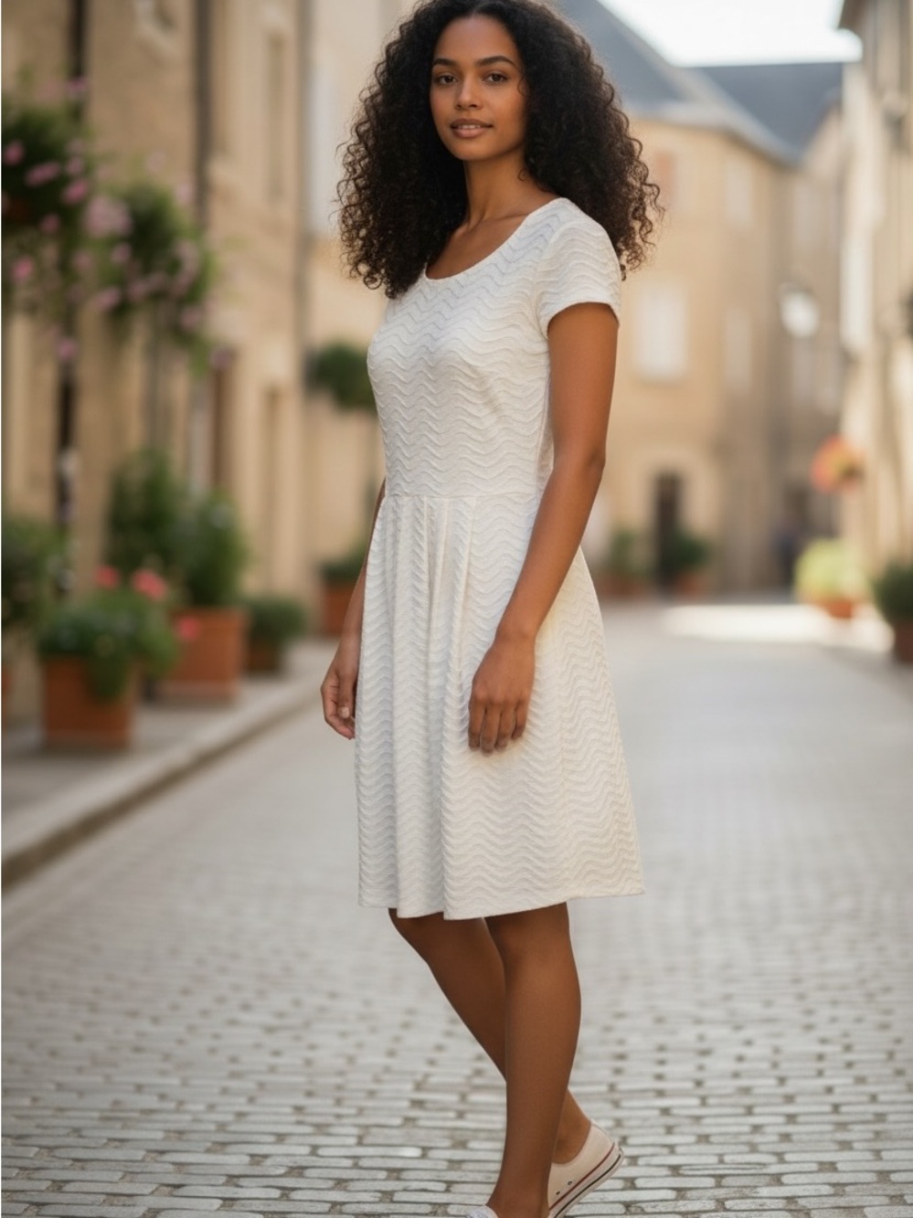 NWT Enfocus Studio Cream Short-Sleeve Midi Dress Size 6